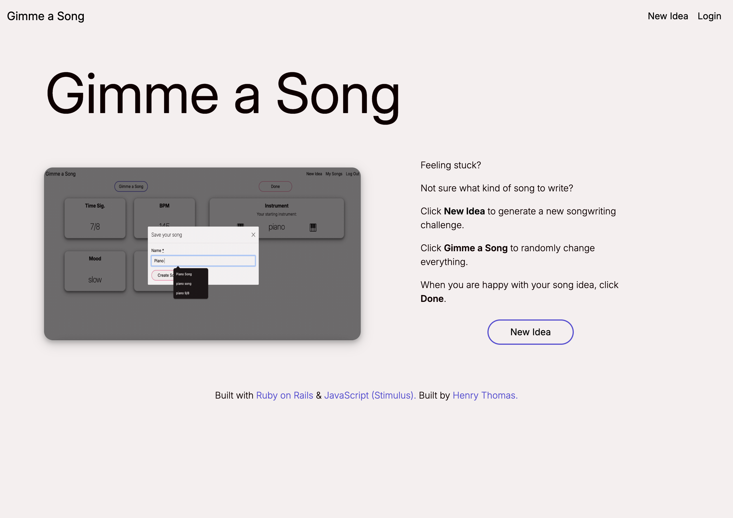 gimme a song home page