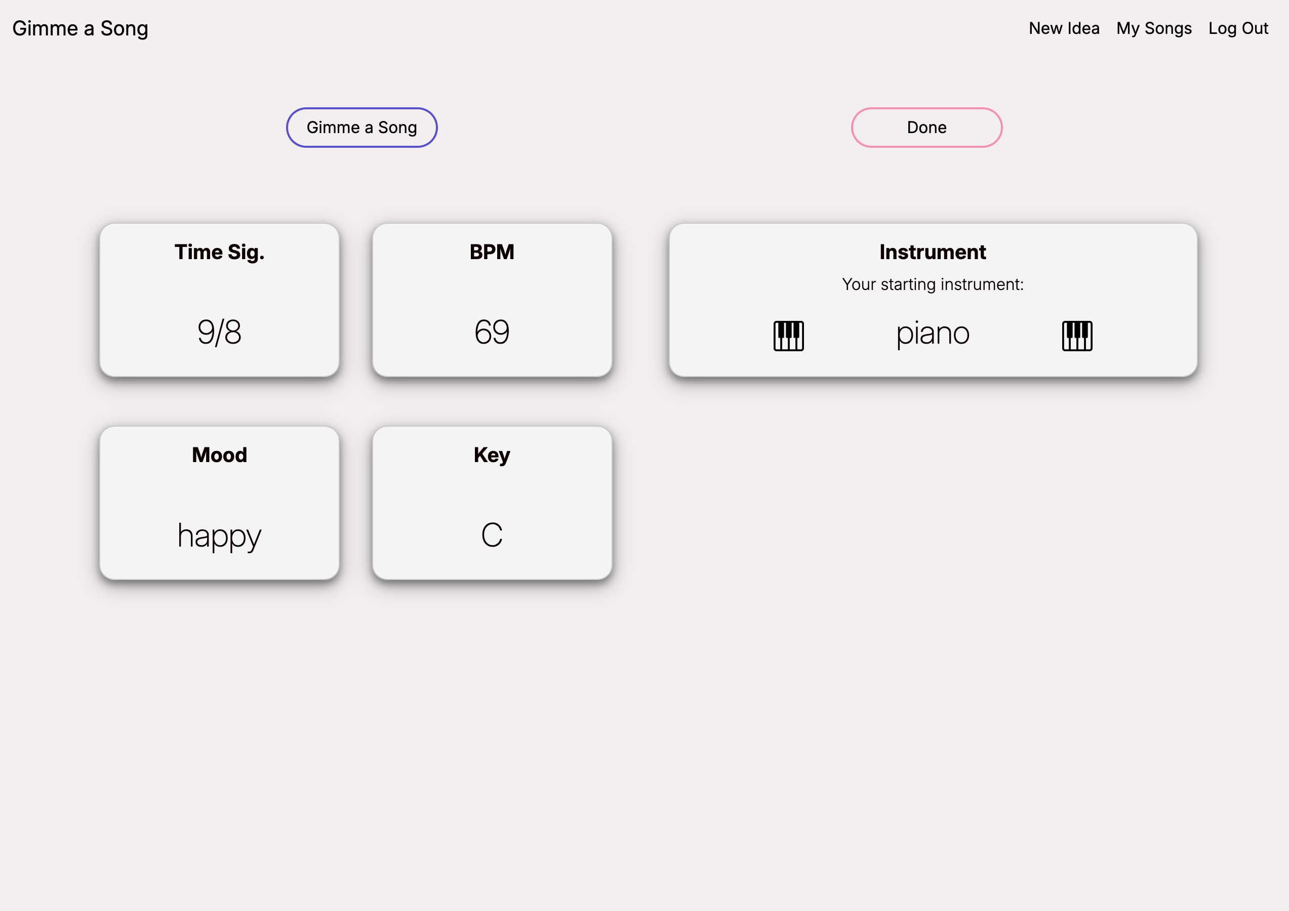 gimme a song idea page