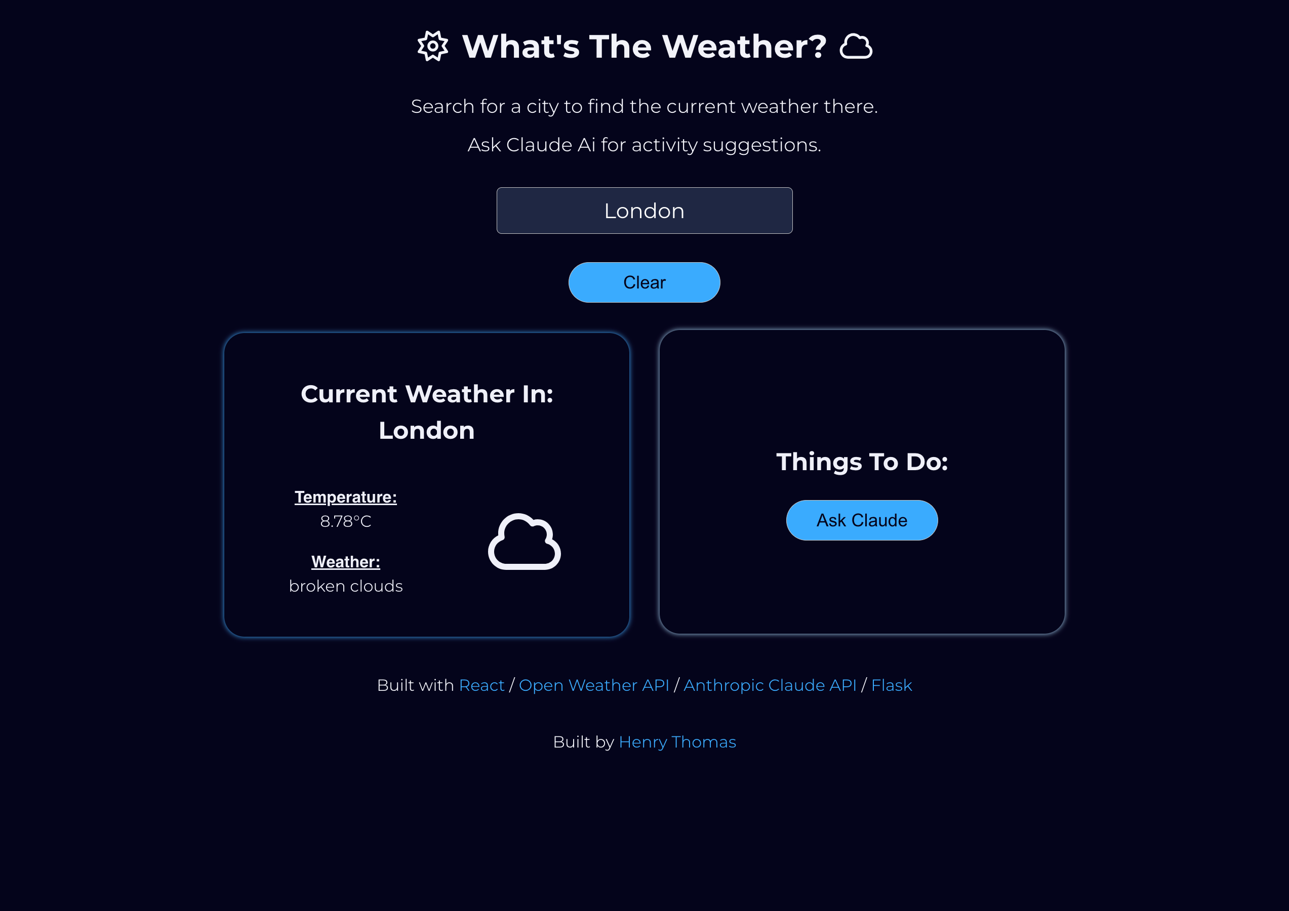 weather app city search