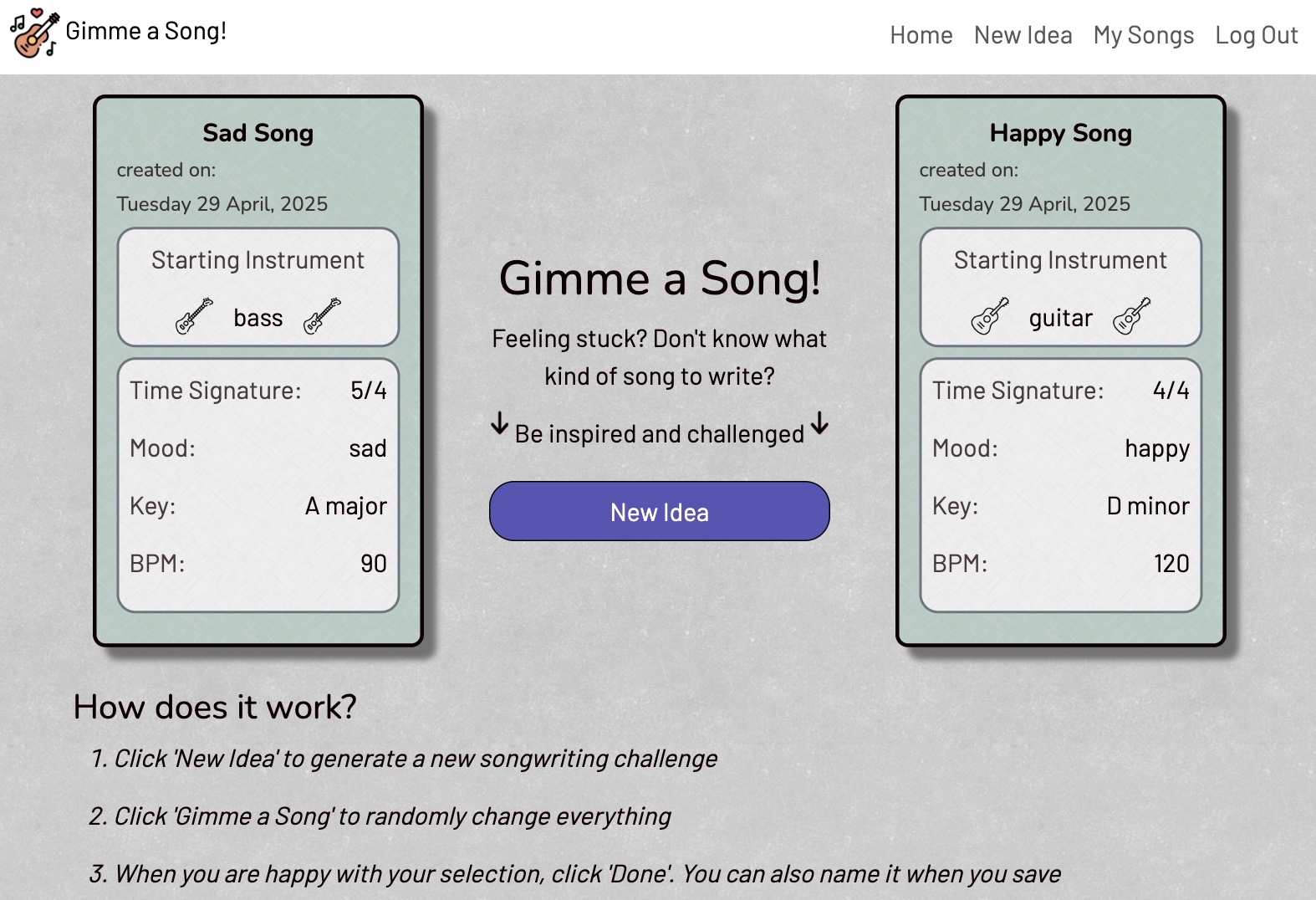 gimme a song website picture